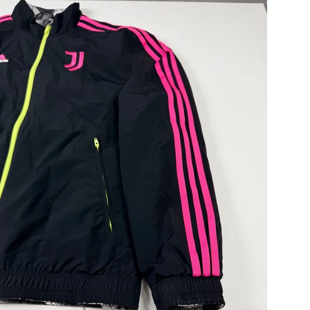 Adidas Juventus Reversible Anthem Jacket Mens Medium Black Pink HS9808 Excellent